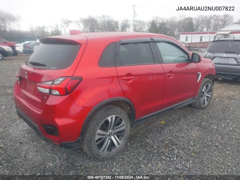 2022 Mitsubishi Outlander Sport 2.0 Be /2.0 Es /2.0 Le /2.0 Se /2.0 Se Special Edition VIN: JA4ARUAU2NU007822 Lot: 40767242