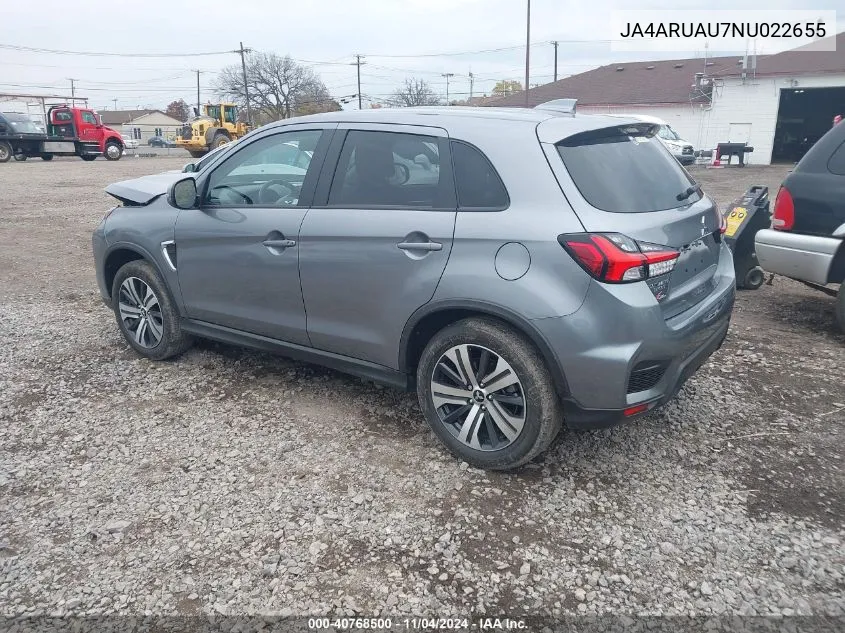 2022 Mitsubishi Outlander Sport 2.0 Be /2.0 Es /2.0 Le /2.0 Se /2.0 Se Special Edition VIN: JA4ARUAU7NU022655 Lot: 40768500