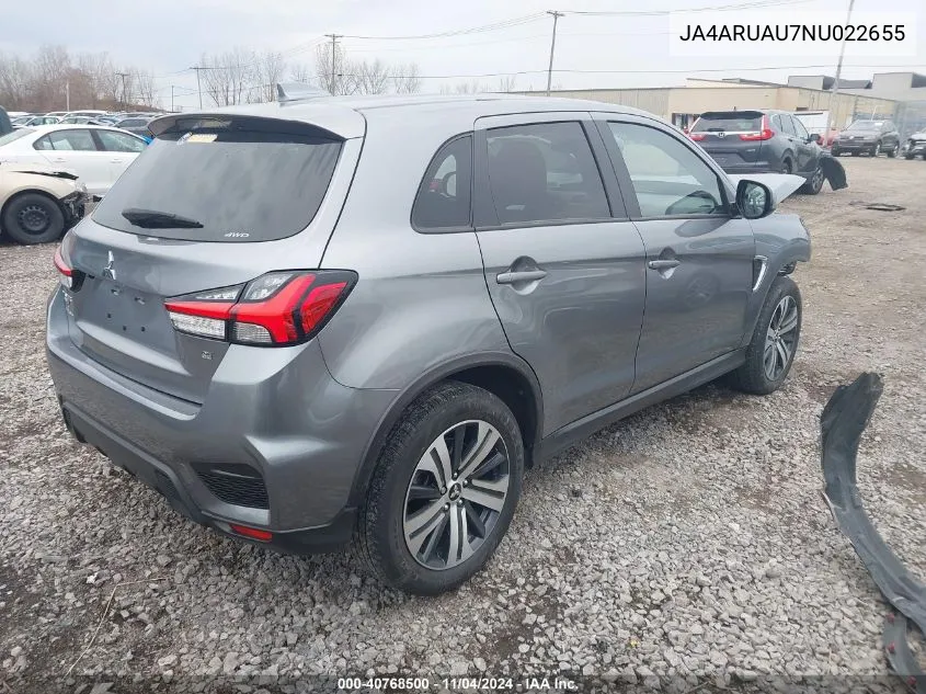 2022 Mitsubishi Outlander Sport 2.0 Be /2.0 Es /2.0 Le /2.0 Se /2.0 Se Special Edition VIN: JA4ARUAU7NU022655 Lot: 40768500