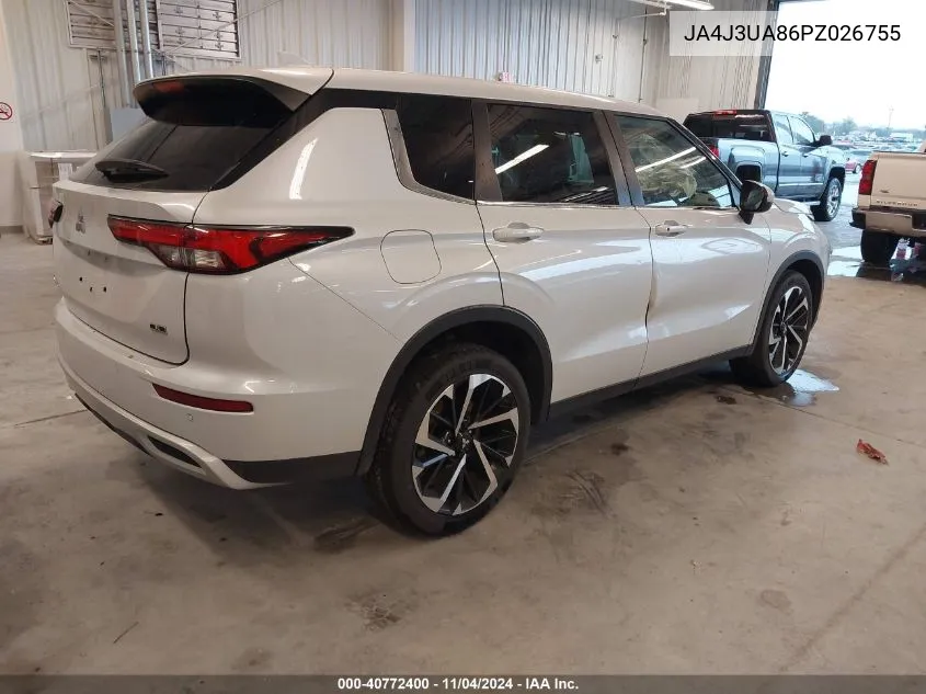 2023 Mitsubishi Outlander Se 2.5 2Wd/Se Black Edition 2Wd/Se Special Edition 2Wd VIN: JA4J3UA86PZ026755 Lot: 40772400