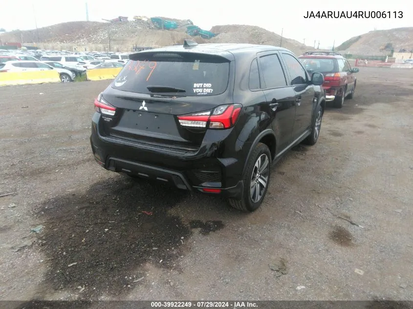 2024 Mitsubishi Outlander Sport 2.0 Es Awc VIN: JA4ARUAU4RU006113 Lot: 39922249