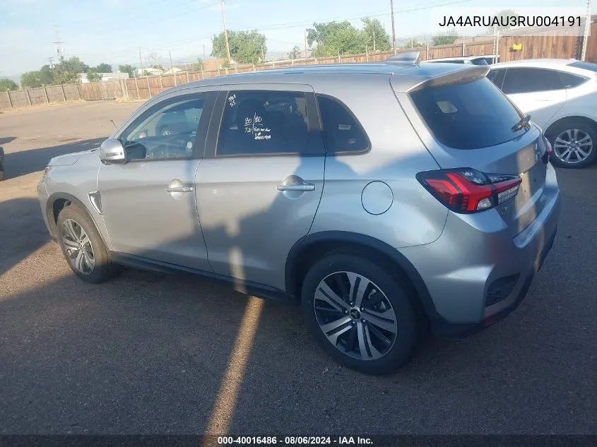 2024 Mitsubishi Outlander Sport 2.0 Es Awc/2.0 Le Awc/2.0 Ralliart Awc/2.0 S Awc/2.0 Se Awc/2.0 Trail Edition Awc VIN: JA4ARUAU3RU004191 Lot: 40016486