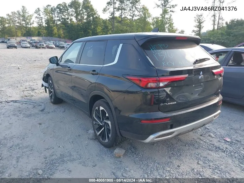 2024 Mitsubishi Outlander Se 2.5 2Wd/Se Black Edition S-Awc/Se Black Edition W/Pano Roof VIN: JA4J3VA86RZ041376 Lot: 40051905