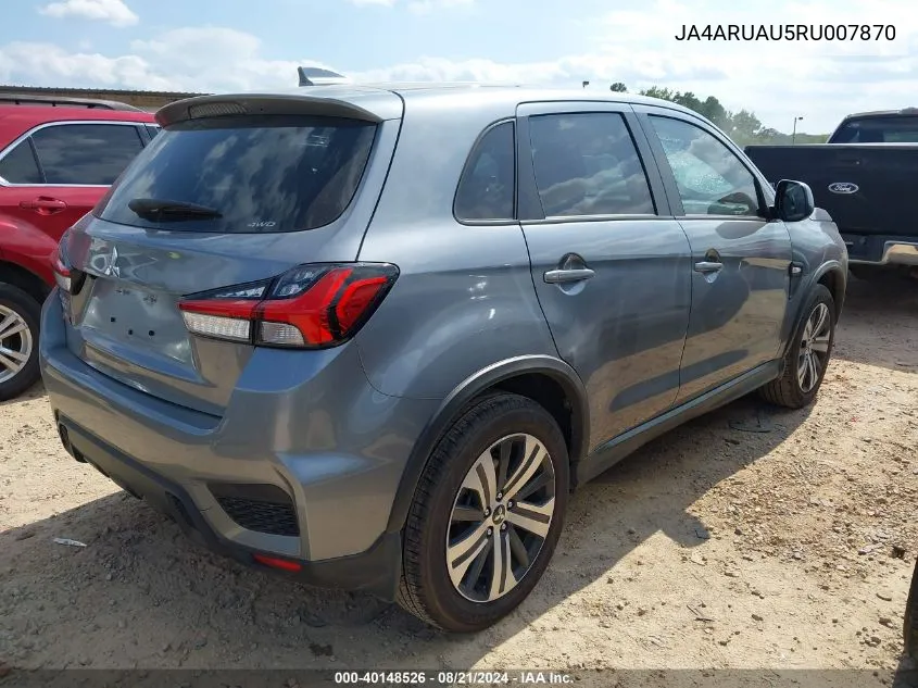 2024 Mitsubishi Outlander Sport S/Se/Es/Le/Ralliart/Trail VIN: JA4ARUAU5RU007870 Lot: 40148526