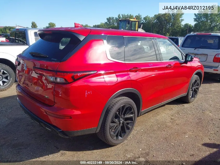 2024 Mitsubishi Outlander Se Black Edition S-Awc VIN: JA4J4VA84RZ012195 Lot: 40232149