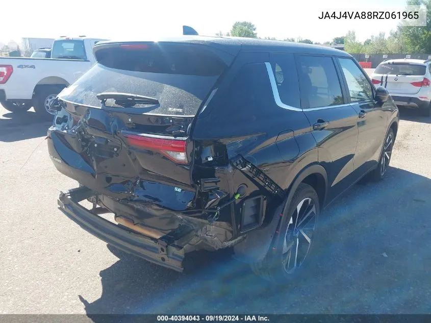 2024 Mitsubishi Outlander Se 2.5 S-Awc/Se Black Edition S-Awc/Se Black Edition W/Pano Roof S-Awc/Se Ralliart S-Awc VIN: JA4J4VA88RZ061965 Lot: 40394043