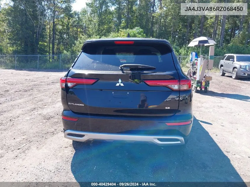 2024 Mitsubishi Outlander Se 2.5 2Wd/Se Black Edition S-Awc/Se Black Edition W/Pano Roof VIN: JA4J3VA86RZ068450 Lot: 40429404