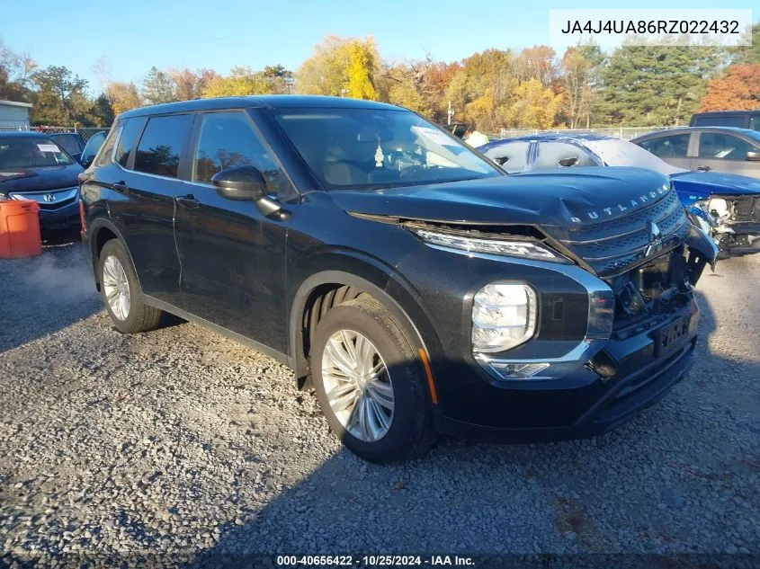 2024 Mitsubishi Outlander Es VIN: JA4J4UA86RZ022432 Lot: 40656422