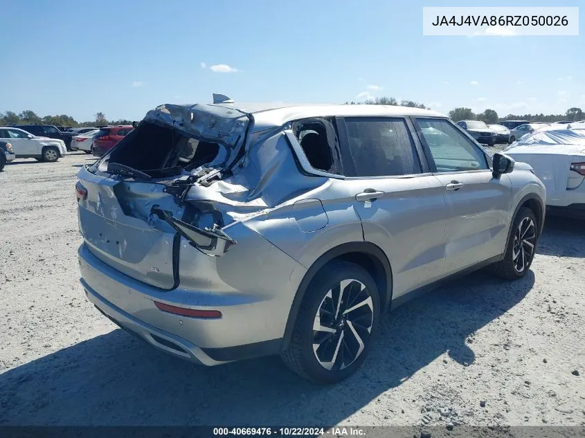 2024 Mitsubishi Outlander Se 2.5 /Se Black Edition /Se Black Edition W/Pano Roof /Se Ralliart VIN: JA4J4VA86RZ050026 Lot: 40669476