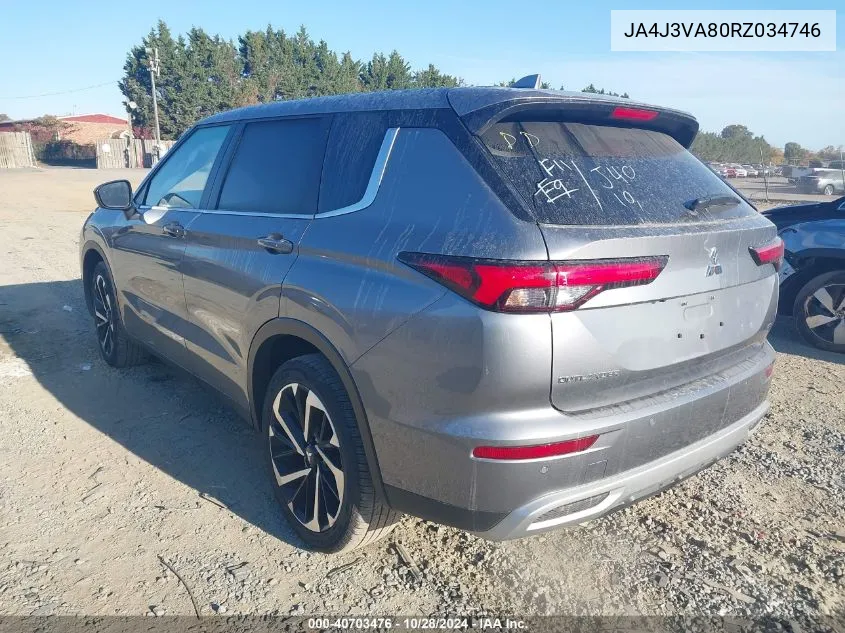 2024 Mitsubishi Outlander Se 2.5 2Wd/Se Black Edition S-Awc/Se Black Edition W/Pano Roof VIN: JA4J3VA80RZ034746 Lot: 40703476