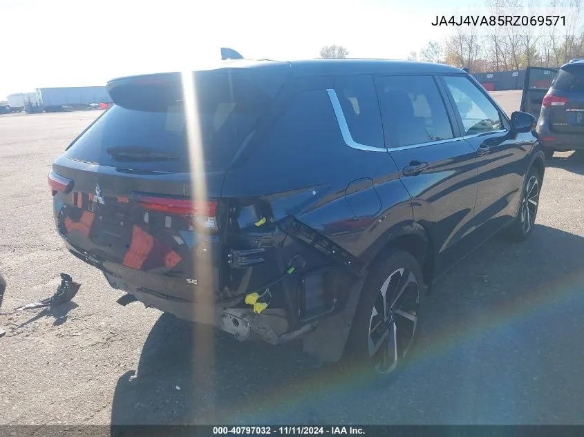 2024 Mitsubishi Outlander Se 2.5 /Se Black Edition /Se Black Edition W/Pano Roof /Se Ralliart VIN: JA4J4VA85RZ069571 Lot: 40797032