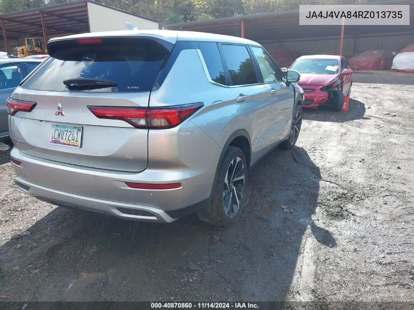 2024 Mitsubishi Outlander Se 2.5 /Se Black Edition /Se Black Edition W/Pano Roof /Se Ralliart VIN: JA4J4VA84RZ013735 Lot: 40870860