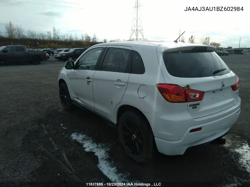 2011 Mitsubishi Rvr VIN: JA4AJ3AU1BZ602984 Lot: 11837695