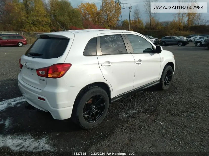 2011 Mitsubishi Rvr VIN: JA4AJ3AU1BZ602984 Lot: 11837695