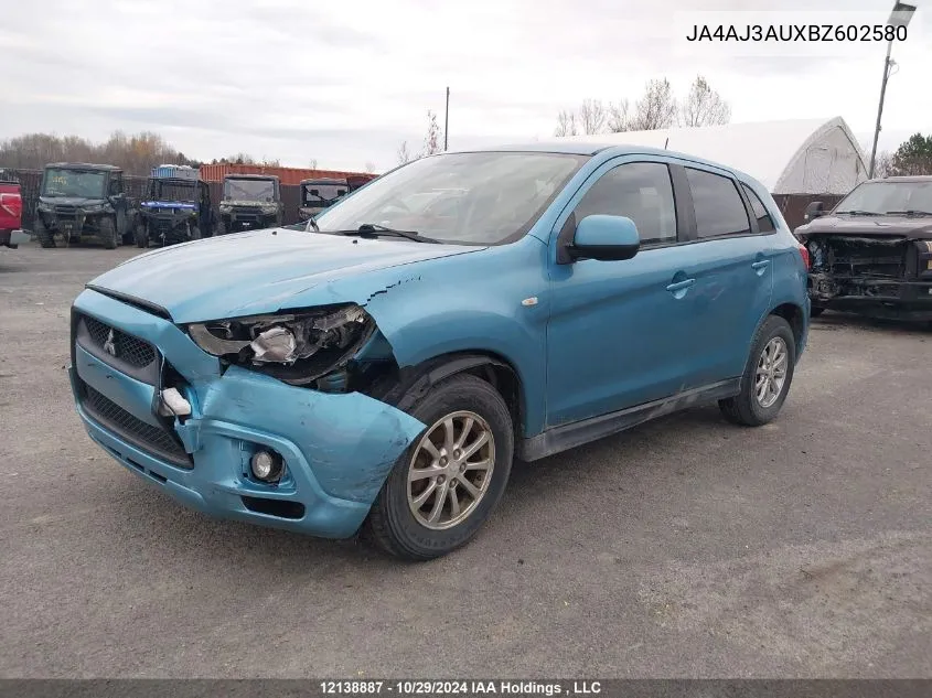 2011 Mitsubishi Rvr VIN: JA4AJ3AUXBZ602580 Lot: 12138887