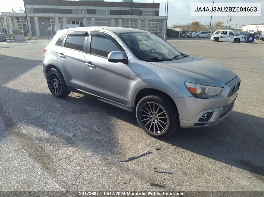 2011 Mitsubishi Rvr Se VIN: JA4AJ3AU2BZ604663 Lot: 20173667