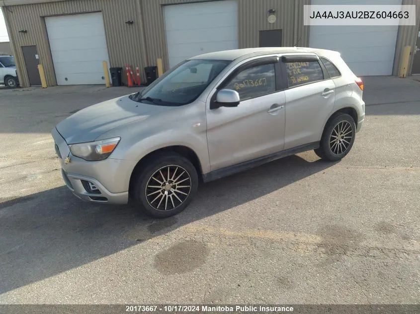 2011 Mitsubishi Rvr Se VIN: JA4AJ3AU2BZ604663 Lot: 20173667