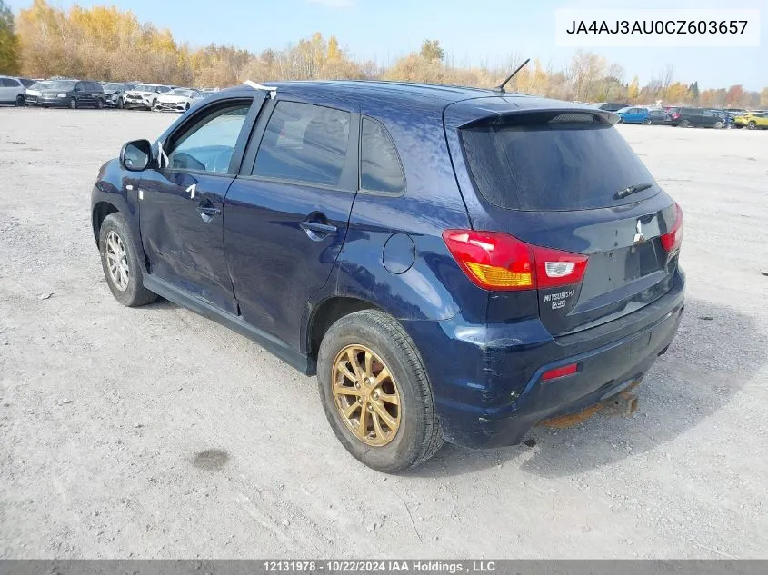 2012 Mitsubishi Rvr VIN: JA4AJ3AU0CZ603657 Lot: 12131978