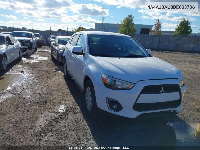 2013 Mitsubishi Rvr Se VIN: 4A4AJ3AU8DE603736 Lot: 12119171