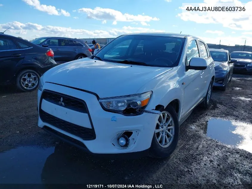 2013 Mitsubishi Rvr Se VIN: 4A4AJ3AU8DE603736 Lot: 12119171