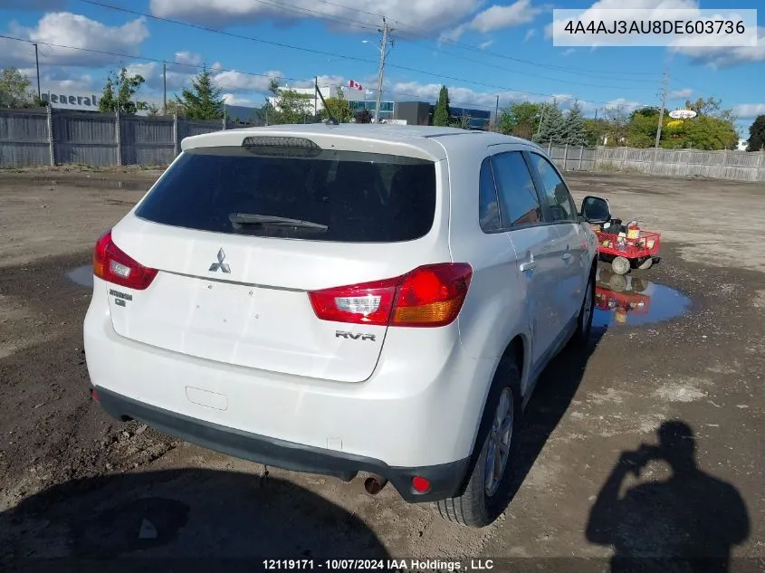 2013 Mitsubishi Rvr Se VIN: 4A4AJ3AU8DE603736 Lot: 12119171