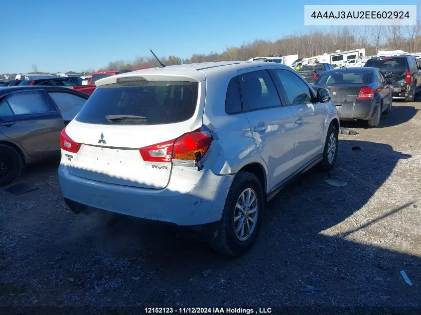 2014 Mitsubishi Rvr VIN: 4A4AJ3AU2EE602924 Lot: 12152123