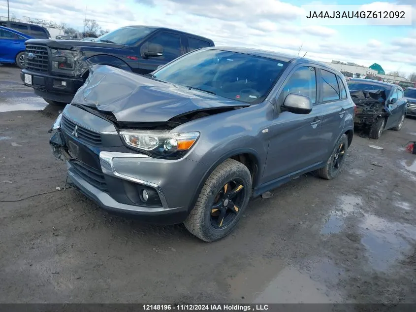 2016 Mitsubishi Rvr VIN: JA4AJ3AU4GZ612092 Lot: 12148196