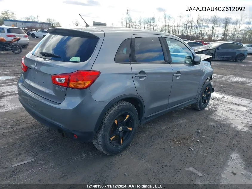 2016 Mitsubishi Rvr VIN: JA4AJ3AU4GZ612092 Lot: 12148196