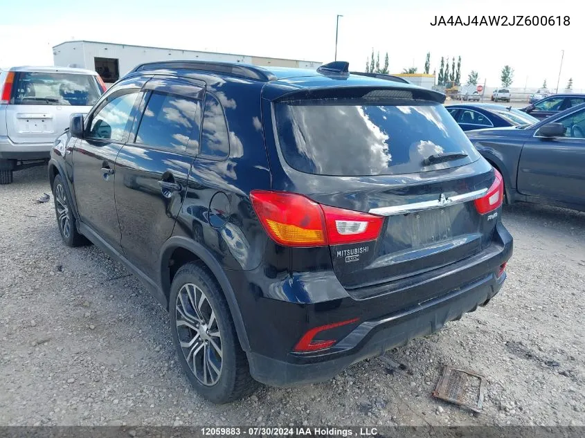 JA4AJ4AW2JZ600618 2018 Mitsubishi Rvr Se Limited/Gt