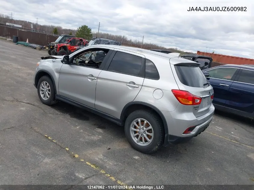 2018 Mitsubishi Rvr VIN: JA4AJ3AU0JZ600982 Lot: 12147062