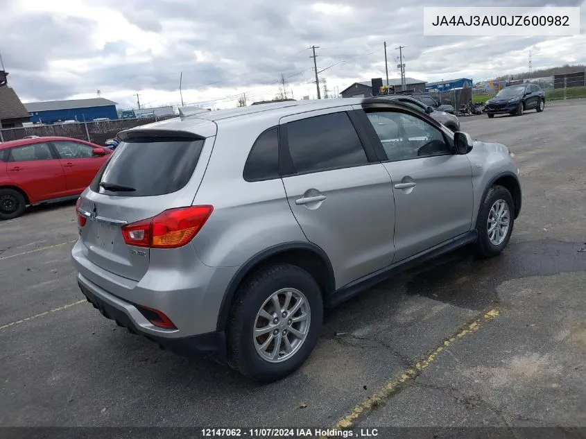 2018 Mitsubishi Rvr VIN: JA4AJ3AU0JZ600982 Lot: 12147062