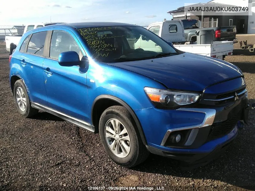 2019 Mitsubishi Rvr VIN: JA4AJ3AU0KU603749 Lot: 12106137