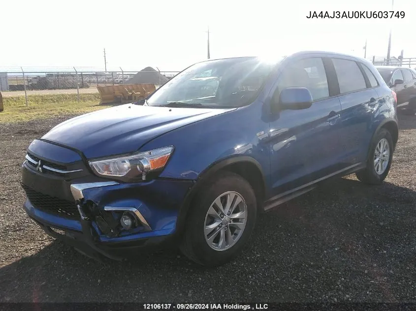 2019 Mitsubishi Rvr VIN: JA4AJ3AU0KU603749 Lot: 12106137