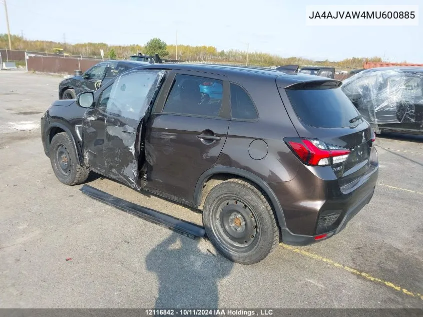 2021 Mitsubishi Rvr VIN: JA4AJVAW4MU600885 Lot: 12116842