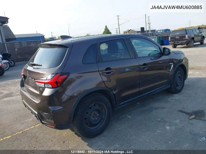 2021 Mitsubishi Rvr VIN: JA4AJVAW4MU600885 Lot: 12116842