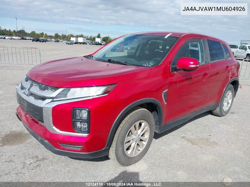 2021 Mitsubishi Rvr Se/Sel/Le/Gt VIN: JA4AJVAW1MU604926 Lot: 12124110