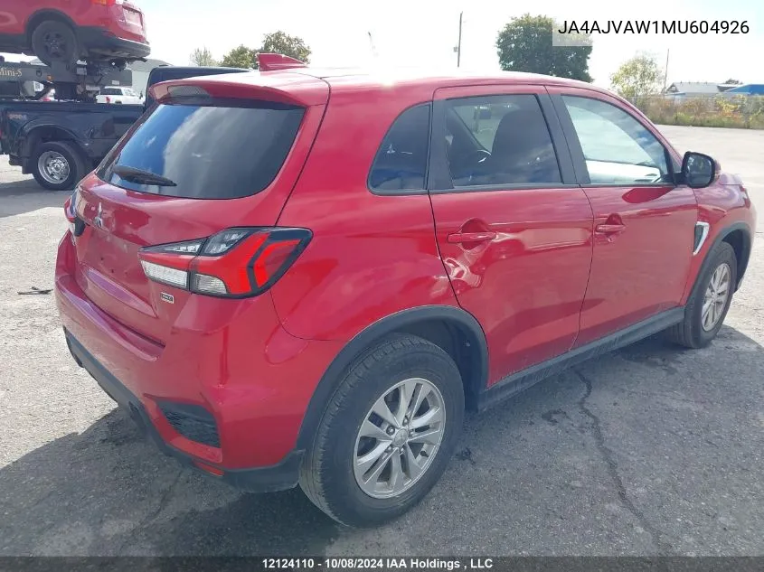 2021 Mitsubishi Rvr Se/Sel/Le/Gt VIN: JA4AJVAW1MU604926 Lot: 12124110