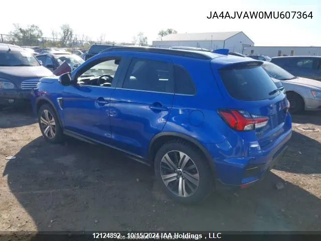 2021 Mitsubishi Rvr Se/Sel/Le/Gt VIN: JA4AJVAW0MU607364 Lot: 12124892