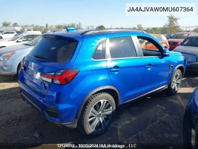 2021 Mitsubishi Rvr Se/Sel/Le/Gt VIN: JA4AJVAW0MU607364 Lot: 12124892