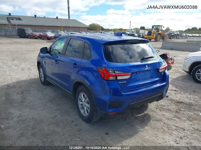 2021 Mitsubishi Rvr Se/Sel/Le/Gt VIN: JA4AJVAWXMU602088 Lot: 12129251