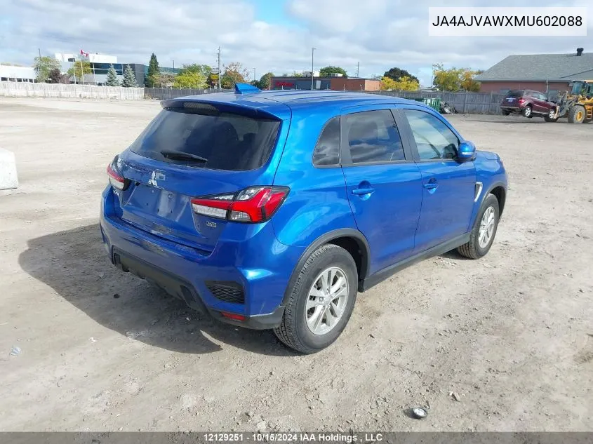 2021 Mitsubishi Rvr Se/Sel/Le/Gt VIN: JA4AJVAWXMU602088 Lot: 12129251