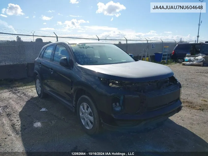 2022 Mitsubishi Rvr VIN: JA4AJUAU7NU604648 Lot: 12092664