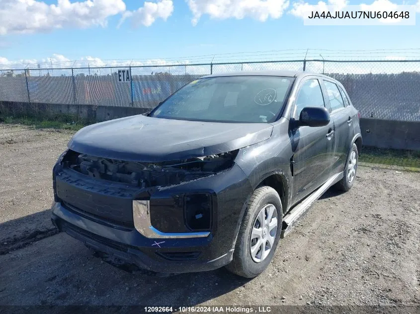 2022 Mitsubishi Rvr VIN: JA4AJUAU7NU604648 Lot: 12092664