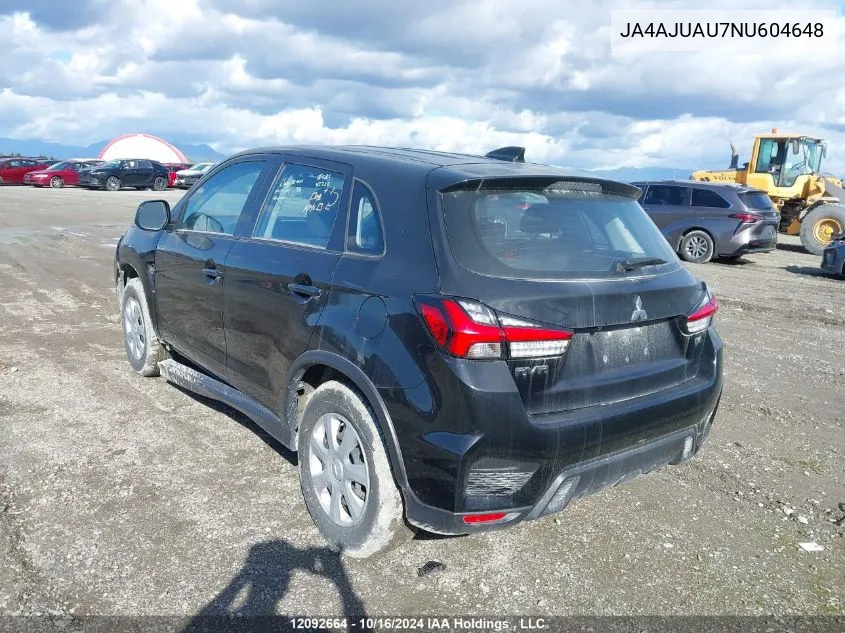 2022 Mitsubishi Rvr VIN: JA4AJUAU7NU604648 Lot: 12092664