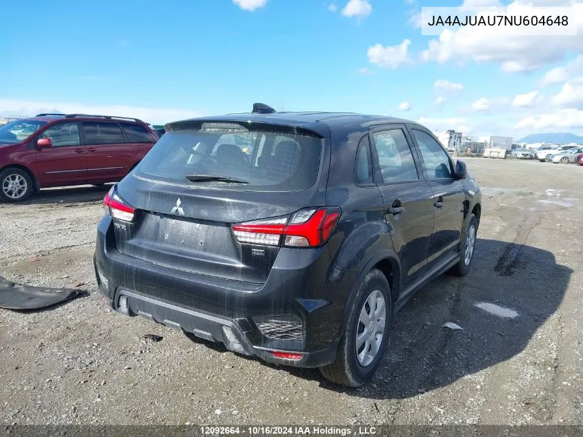 2022 Mitsubishi Rvr VIN: JA4AJUAU7NU604648 Lot: 12092664