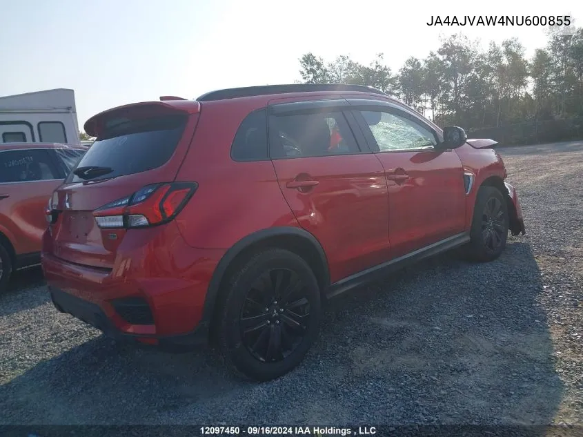 2022 Mitsubishi Rvr VIN: JA4AJVAW4NU600855 Lot: 12097450