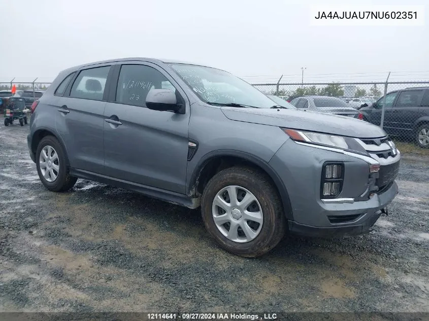 JA4AJUAU7NU602351 2022 Mitsubishi Rvr Es