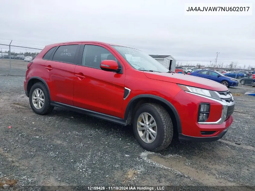 2022 Mitsubishi Rvr VIN: JA4AJVAW7NU602017 Lot: 12159426