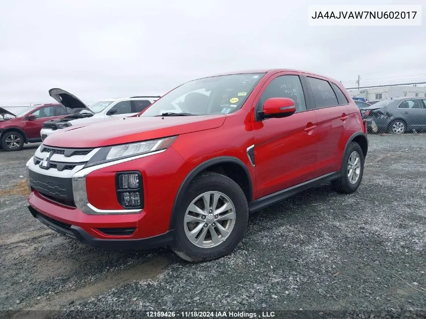 2022 Mitsubishi Rvr VIN: JA4AJVAW7NU602017 Lot: 12159426