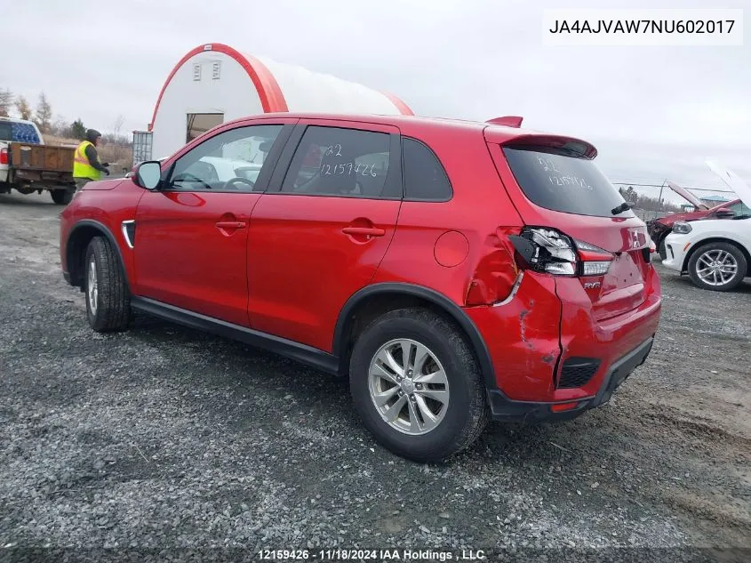 2022 Mitsubishi Rvr VIN: JA4AJVAW7NU602017 Lot: 12159426